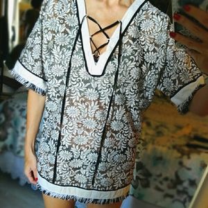 Parker Beach Embroidered Fringe Swim Cover up